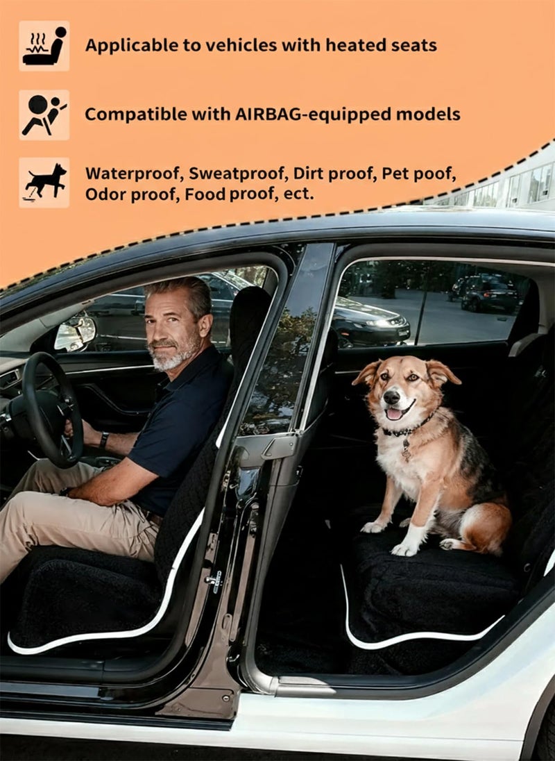 TESFEEL Car Seat Cover Towel, Waterproof Terry Cloth Car Seat Cover Universal Fit for Cars, SUVs, Pickups, Washable Car Seat Protector Brand Customized(Black,2pcs) - Image 3