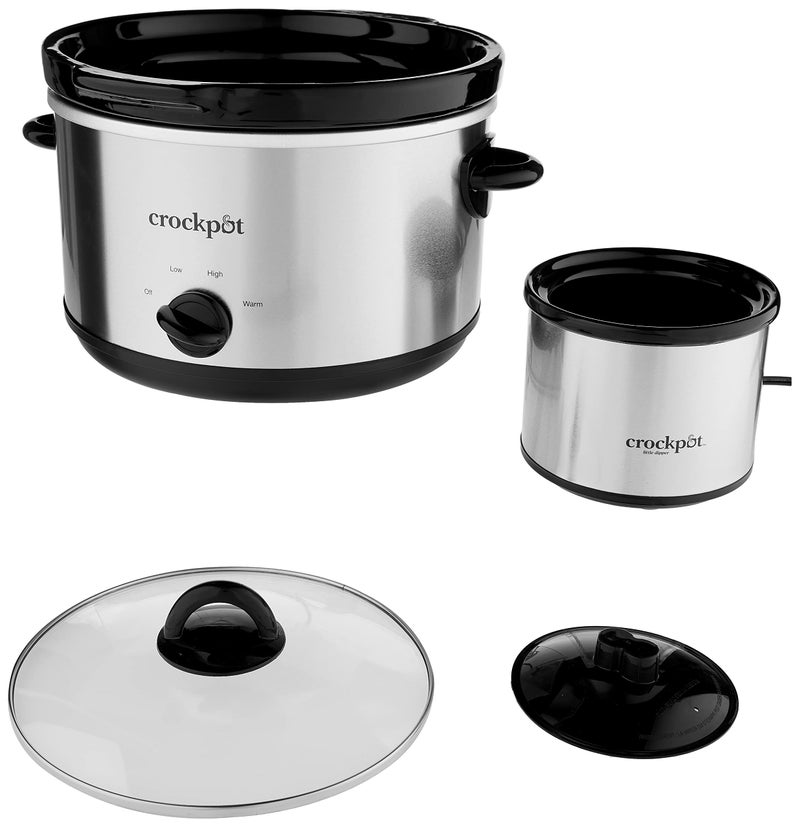 Crock-Pot 5-Quart Smudgeproof Round Manual Slow Cooker with Dipper Silver - Image 2