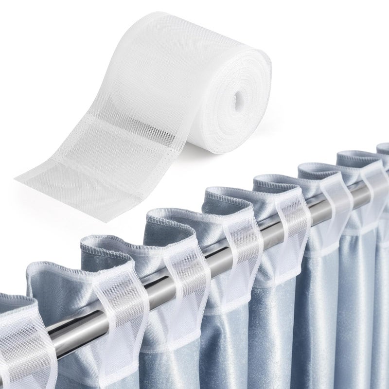Suncalla 10.9 Yards Translucent Pleated Curtain Rod Tape, White Nylon Pleating Sewing Tape, for Hooks Used to Make Home Decor Items, Curtain Accessory for DIY Lover Sewing Room(3.8 Inch Wide) - Image 1