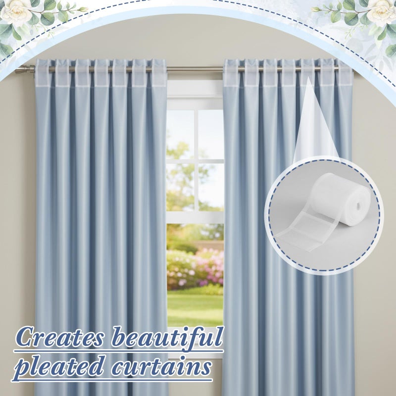 Suncalla 10.9 Yards Translucent Pleated Curtain Rod Tape, White Nylon Pleating Sewing Tape, for Hooks Used to Make Home Decor Items, Curtain Accessory for DIY Lover Sewing Room(3.8 Inch Wide) - Image 2