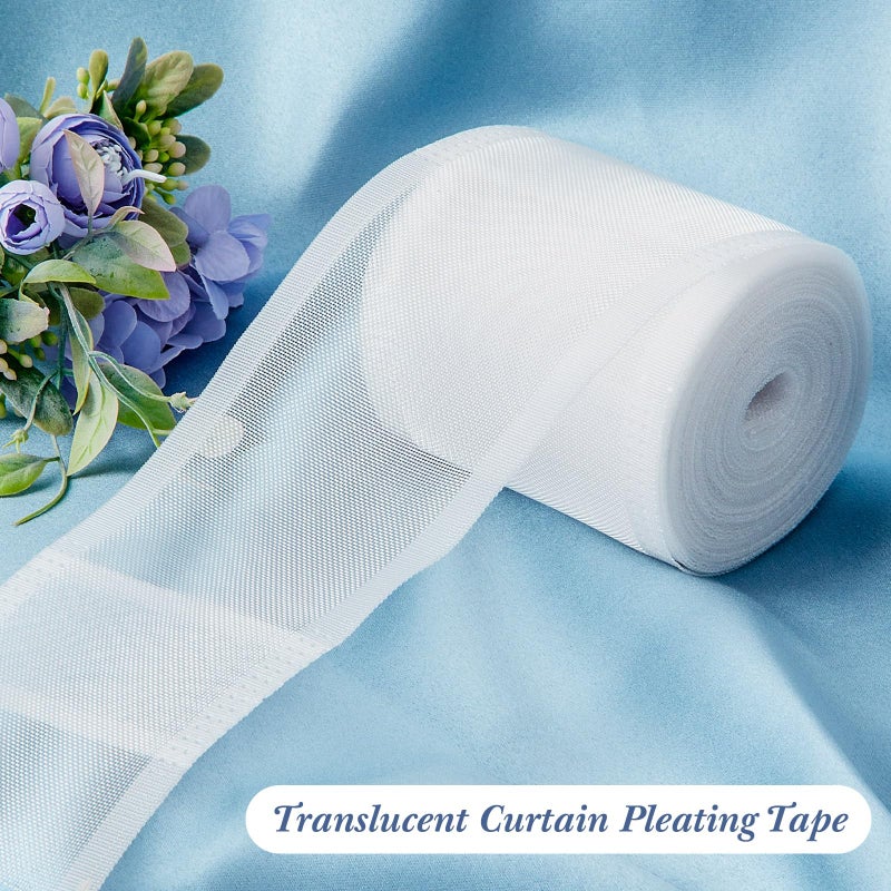 Suncalla 10.9 Yards Translucent Pleated Curtain Rod Tape, White Nylon Pleating Sewing Tape, for Hooks Used to Make Home Decor Items, Curtain Accessory for DIY Lover Sewing Room(3.8 Inch Wide) - Image 4