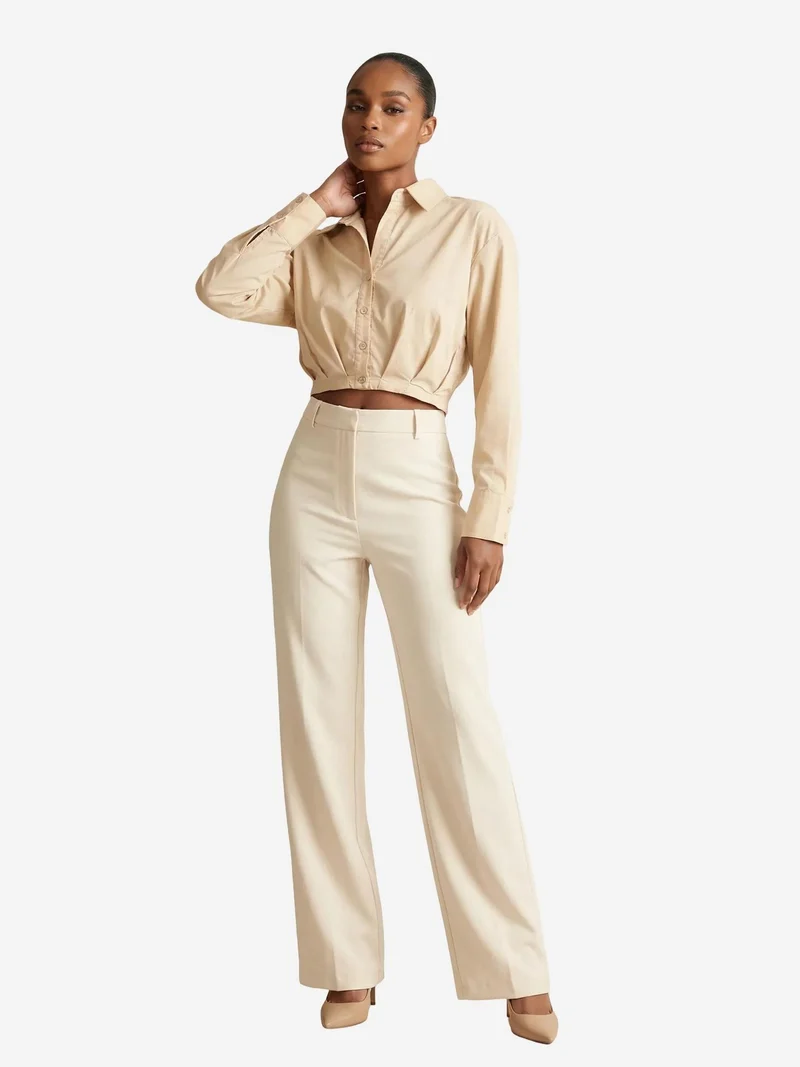ماي فاشن MY FASHION Casual Button-Up Crop Shirt