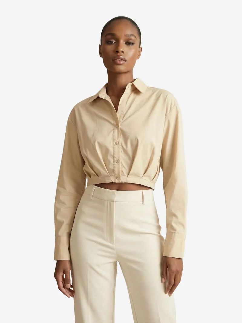ماي فاشن MY FASHION Casual Button-Up Crop Shirt