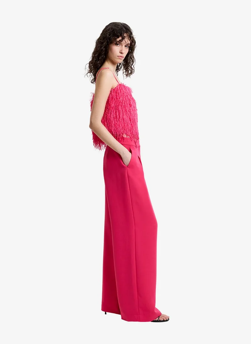 فرنش كونكشن Women's Peony Pink Tiana Crepe Wide Leg Pleated