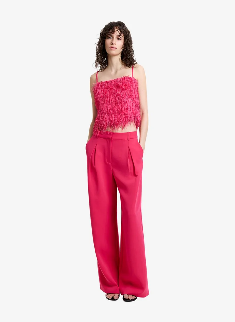 Women's Peony Pink Tiana Crepe Wide Leg Pleated