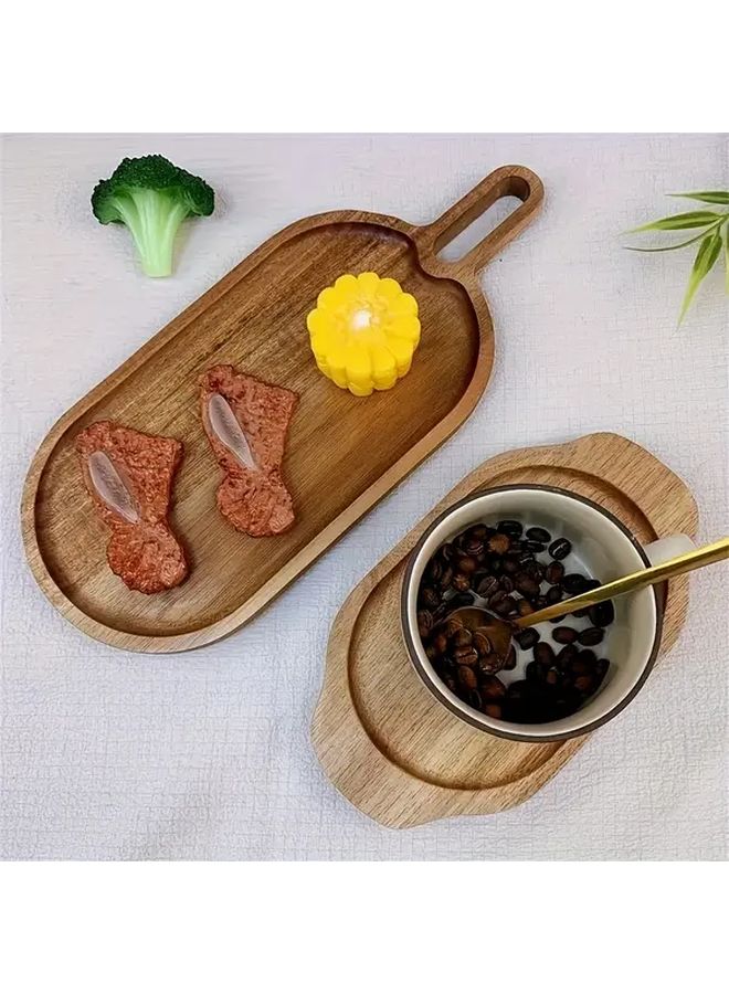 Creative Hardwood Oval Fruit Tray Multipurpose Cheese Meat Bread Dessert Platter Kitchen Storage - Image 2