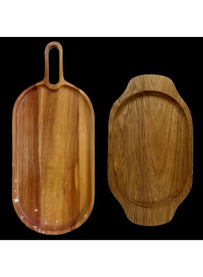 Creative Hardwood Oval Fruit Tray Multipurpose Cheese Meat Bread Dessert Platter Kitchen Storage - Image 1