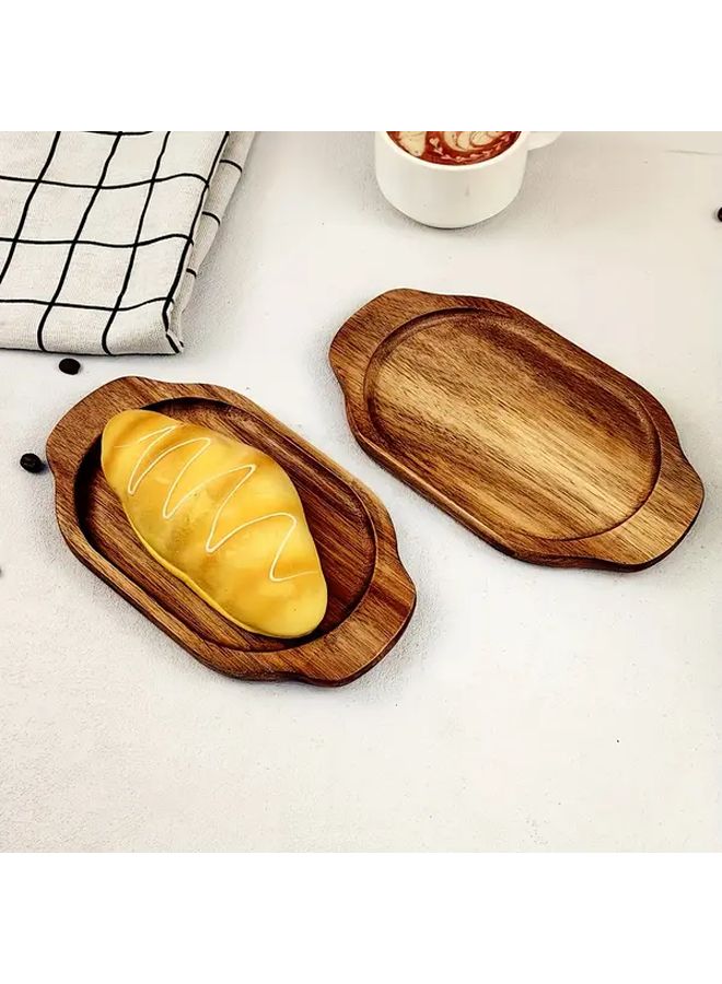 Creative Hardwood Oval Fruit Tray Multipurpose Cheese Meat Bread Dessert Platter Kitchen Storage - Image 3