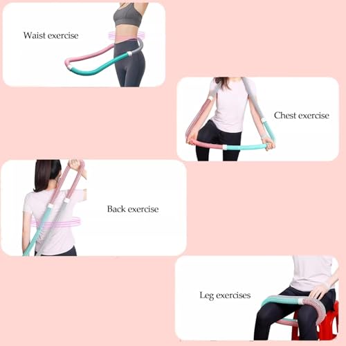 LAOGUATON Adjustable Spring Hula Hoop, 3.3 Lbs, Pink/Teal/Gray, Foldable Fitness Waist Trainer for Women - Image 2