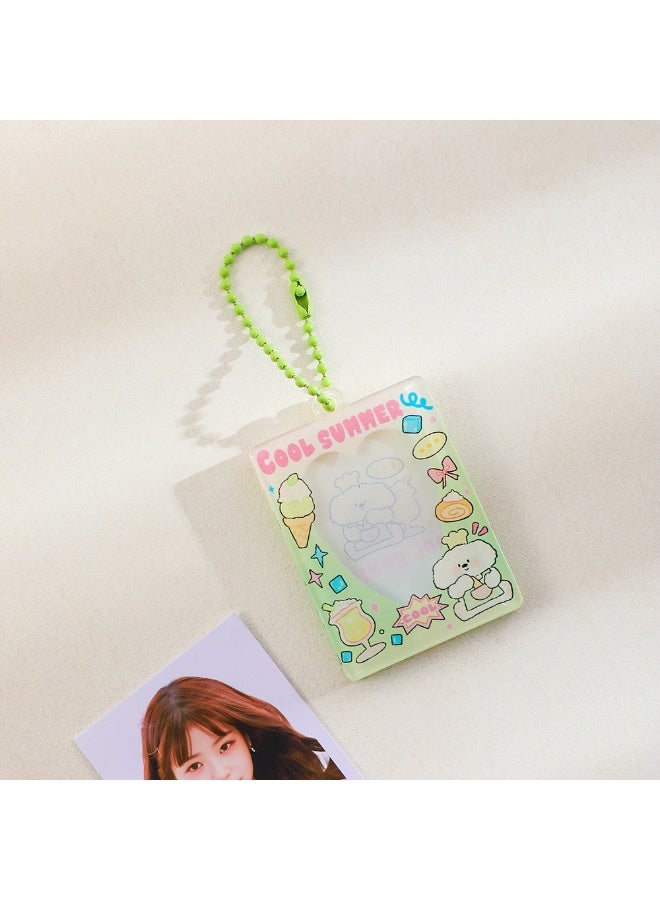 NIBEMINENT 1 - Piece Cute Acrylic Kpop Photo Card Holder Pendant Key Chain ID Badge Holder ID Card Holder Photo Card Protector for School ID Office ID Access Card for Women Girls - Image 1