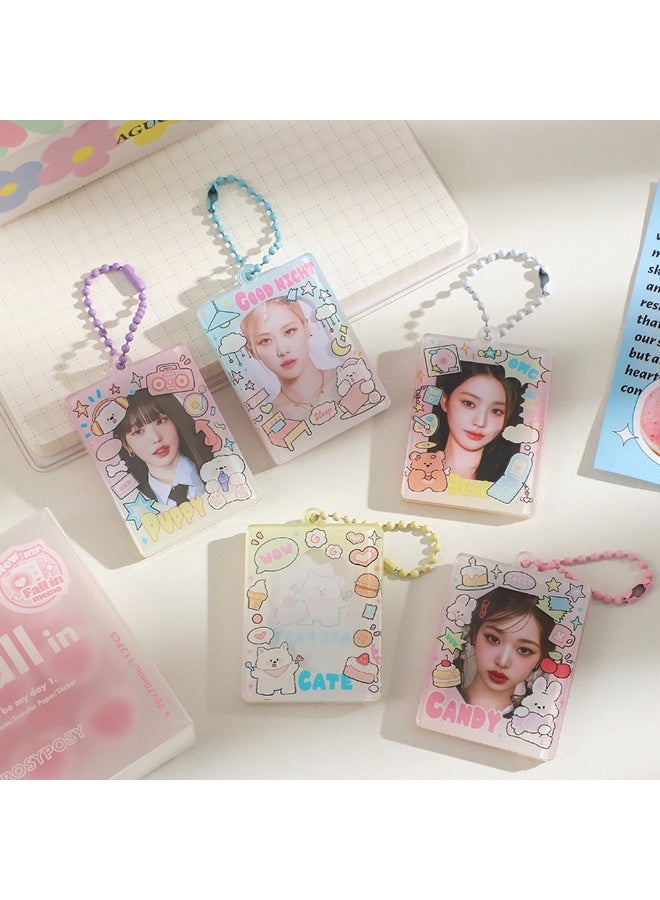 NIBEMINENT 1 - Piece Cute Acrylic Kpop Photo Card Holder Pendant Key Chain ID Badge Holder ID Card Holder Photo Card Protector for School ID Office ID Access Card for Women Girls - Image 2