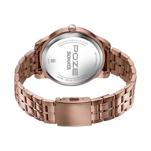 Sonata Poze 6 Cinnamon City Gents Quartz Brown Round Dial Men's Watch | Stainless Steel Strap Material | Watches for Men Analog - SP70080KM02 - Image 2