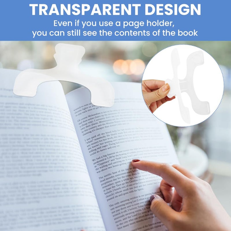 Restynic 2PCS Book Page Holders for Reading, Transparent Book Clip, Page Holder Bookmark for Reading Teaching and Fixing Manuscripts, Suitable for Teacher Clerk - Image 5
