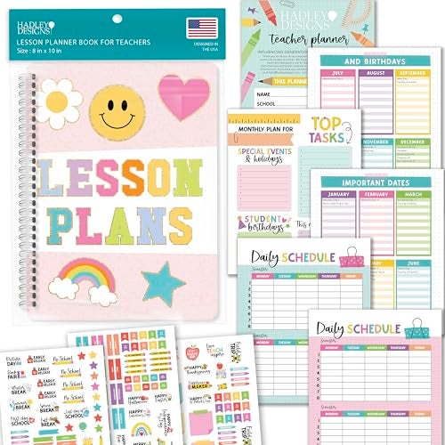 Hadley Designs Teacher Planner 2025-2026 – Undated Teacher Planners, Homeschool Lesson Planner Book For Teachers Must Haves, Lesson Plan Book For Teachers Classroom Supplies & Appreciation Gifts - Image 1