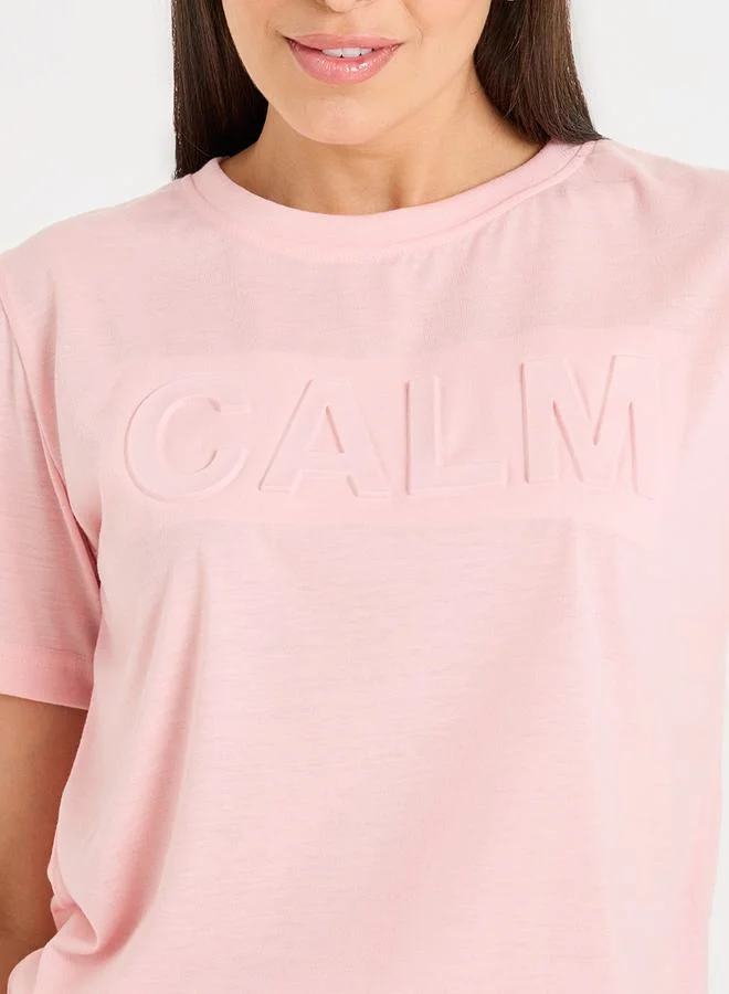 Styli Calm Embossed T-Shirt & Floral Pyjama Set