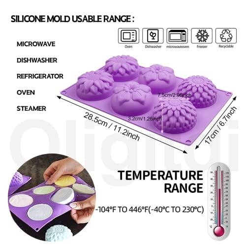 Oligitdi Silicone Cupcake Baking Muffin Mould Silicone 6 Cavity Mixed Flower Cupcake Baking Muffin Candle Soap Mould - Image 2