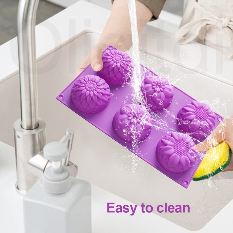 Oligitdi Silicone Cupcake Baking Muffin Mould Silicone 6 Cavity Mixed Flower Cupcake Baking Muffin Candle Soap Mould - Image 4