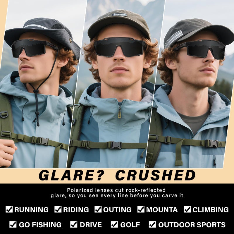 DioKiw 4pcs Polarized Sport Sunglasses Men Cycling Driving Fishing UV Protection Sun Glasses Lightweight Big Frame Mountain Bike Goggles - Image 4