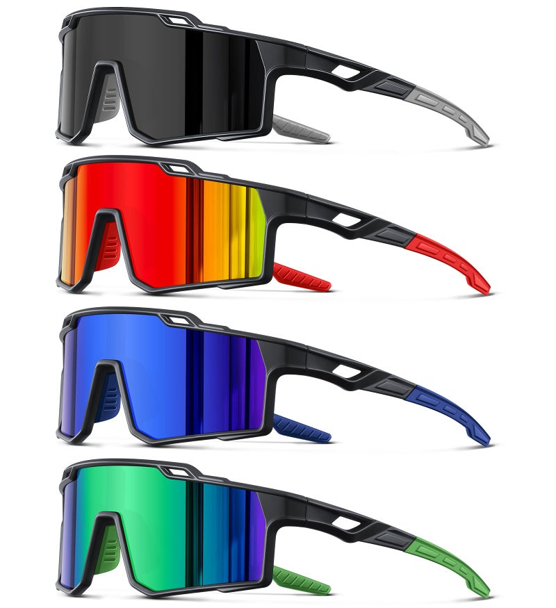 DioKiw 4pcs Polarized Sport Sunglasses Men Cycling Driving Fishing UV Protection Sun Glasses Lightweight Big Frame Mountain Bike Goggles - Image 1