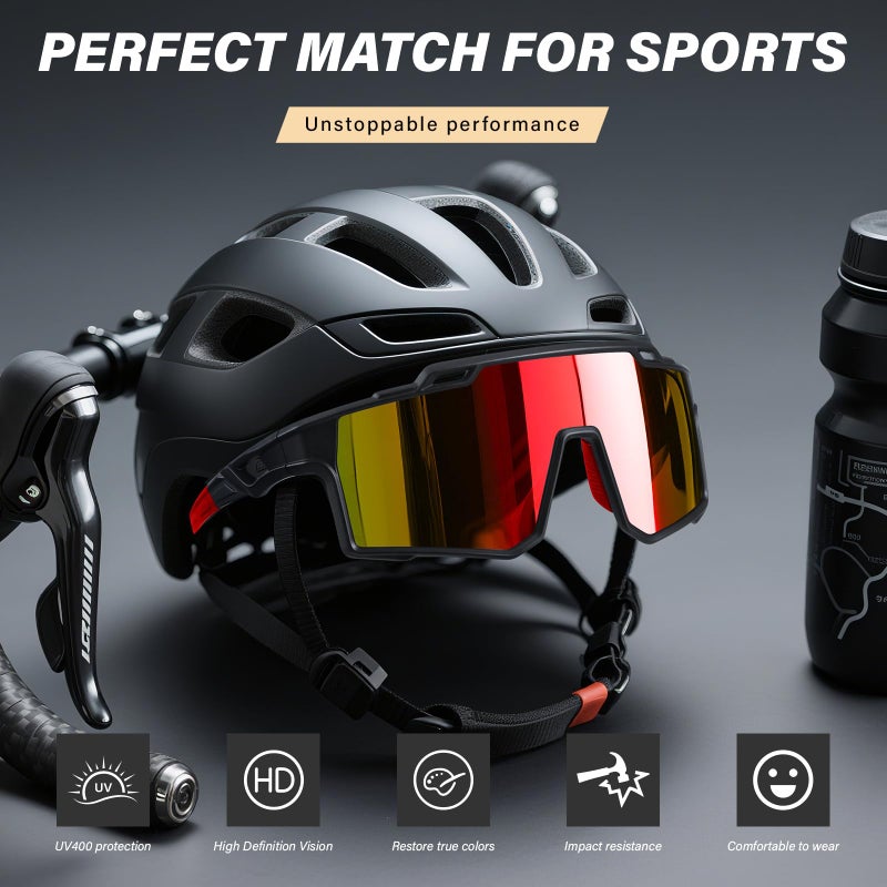 DioKiw 4pcs Polarized Sport Sunglasses Men Cycling Driving Fishing UV Protection Sun Glasses Lightweight Big Frame Mountain Bike Goggles - Image 3
