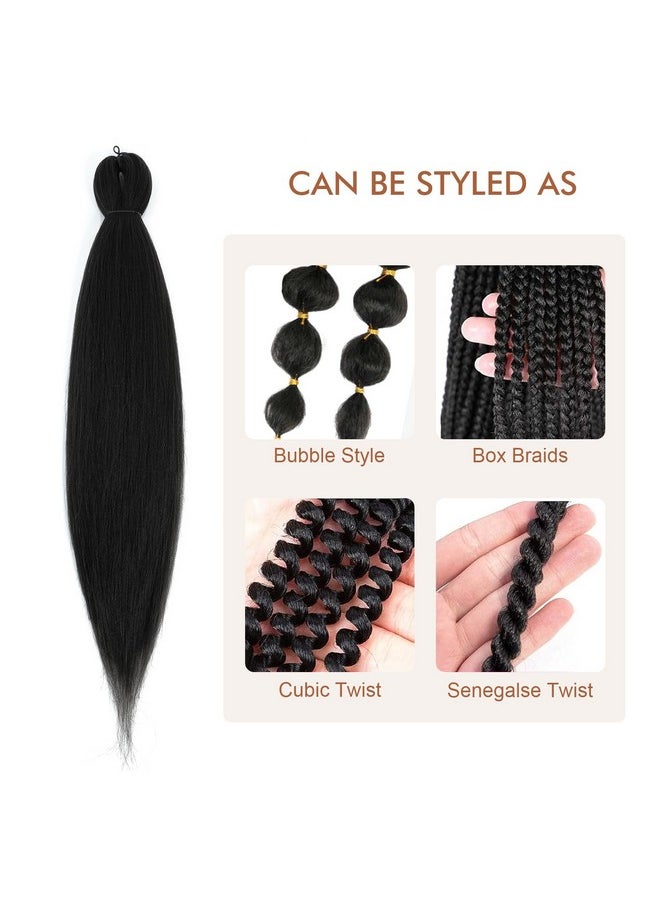 Difunee Pre-Stretched Braiding Hair - 24 Inch 8 Packs Natural Black Long Braiding Hair For Twist Or Box Braids, Yaki Texture Hot Water Setting Synthetic Braiding Hair Extensions (24 Inch, 1B-8P)  - Image 3