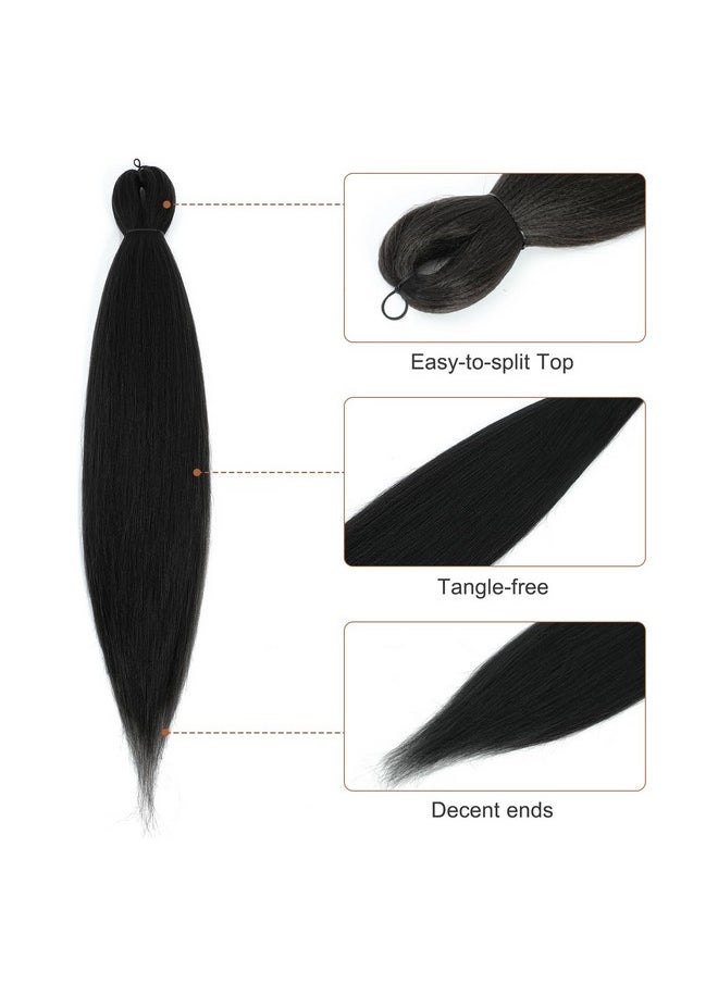 Difunee Pre-Stretched Braiding Hair - 24 Inch 8 Packs Natural Black Long Braiding Hair For Twist Or Box Braids, Yaki Texture Hot Water Setting Synthetic Braiding Hair Extensions (24 Inch, 1B-8P)  - Image 2