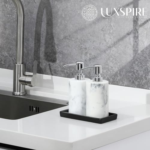 Luxspire Bathroom Vanity Tray Mini Soap Dispenser Small Ceramic Perfume and Jewelry Dish Trinket Holder Rectangle Candle Tray Bath Organizer Kitchen Sink Narrow Soap Dish Black - Image 3