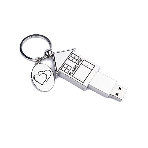 ANGROC 5PCS Folding Metal House Shaped USB 3.0 16GB USB Flash Drive Memory Stick Fold Storage Stick Pen-(Silver) - Image 3