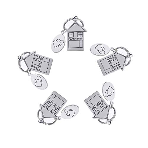ANGROC 5PCS Folding Metal House Shaped USB 3.0 16GB USB Flash Drive Memory Stick Fold Storage Stick Pen-(Silver) - Image 5