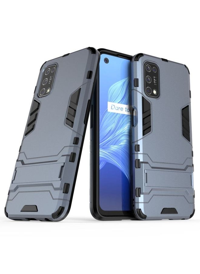 HuHa Case Cover For Realme V5 5G PC + TPU Shockproof Protective Case with Invisible Holder Navy Blue 