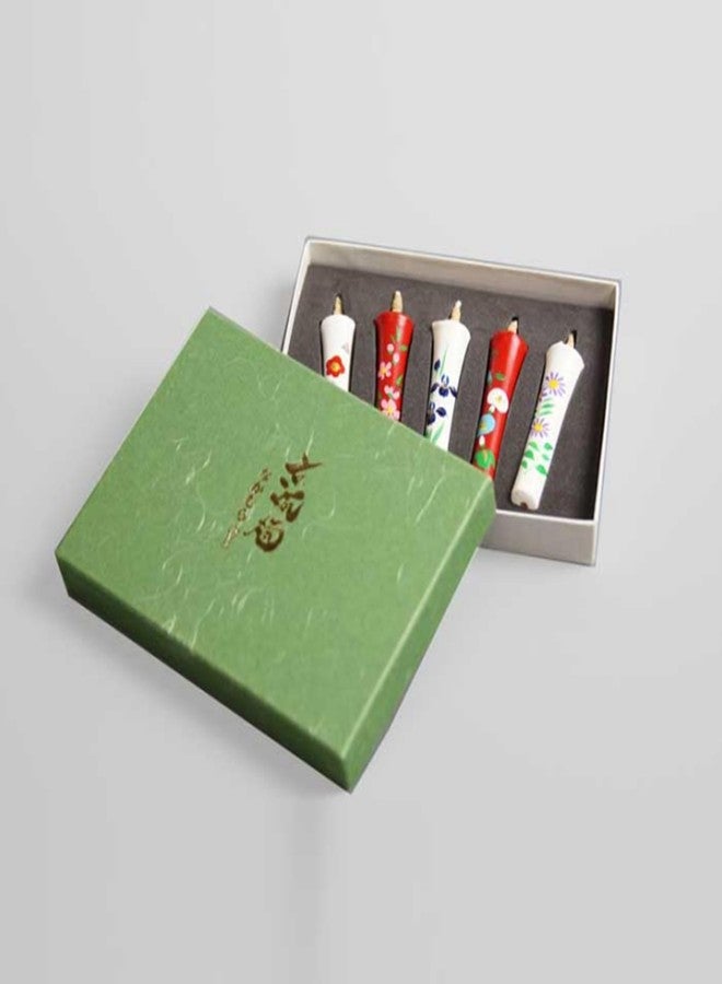IPPINKA Japanese E-Rosoku Candles, Set of 5 – 100% Organic Vegetable Haze Wax, Hand-Painted Floral Designs, Dripless, Smokeless, Handmade in Japan - Image 3