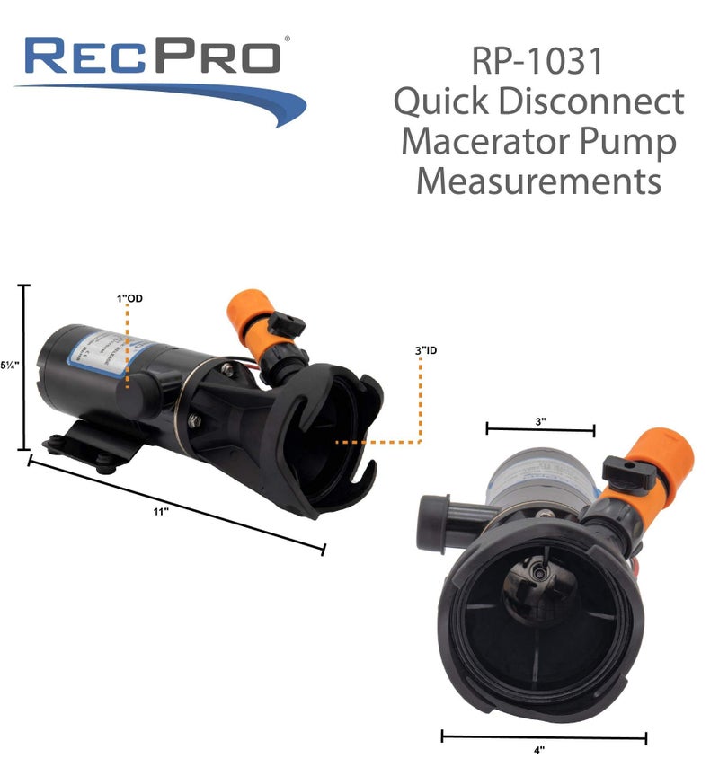 RecPro RV 12 Volt Macerator Pump | Portable 12GPM Sewage Waste Grinder | Dump Pump with Flexible Impeller for RVs, Motorhomes, and Campers - Image 5