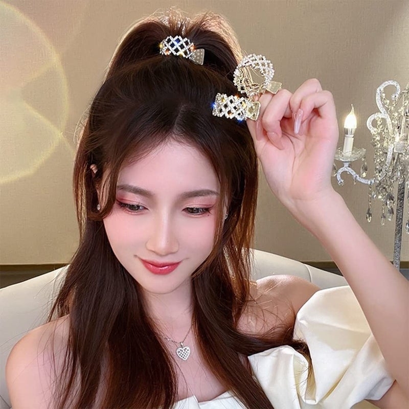 ASVNRES 2023 New Pearl Rhinestone Hair Claws Girl High Ponytail Clip Fixed Hairpin Claw Clip Advanced Sense Hair accessories Headwear for Women Men Hair Accessories Styling Jewelry Tools - Image 4