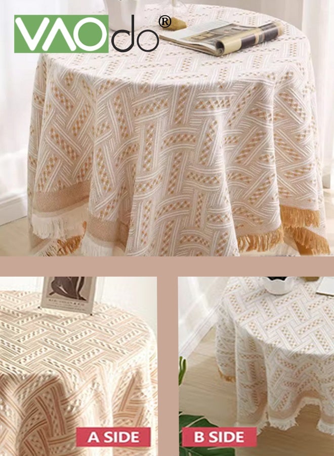 فاو دو مفرش طاولة مزدوج الجوانب مع شرابة، مفرش طاولة عازل للحرارة من الجانب AB، مفرش طاولة مستطيل بسيط، غطاء طاولة مقاوم للزيت والماء 90*90 سم - Image 1