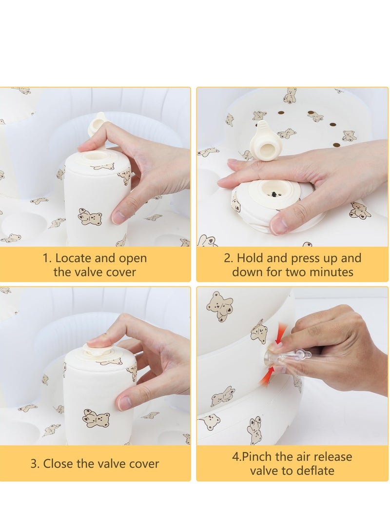 Inflatable Baby Seat for Babies 3 Months & Up, Baby Floor Seats for Sitting Up, Baby Seats for Infants, Blow Up Baby Chair with Built-in Air Pump - Bear - Image 3