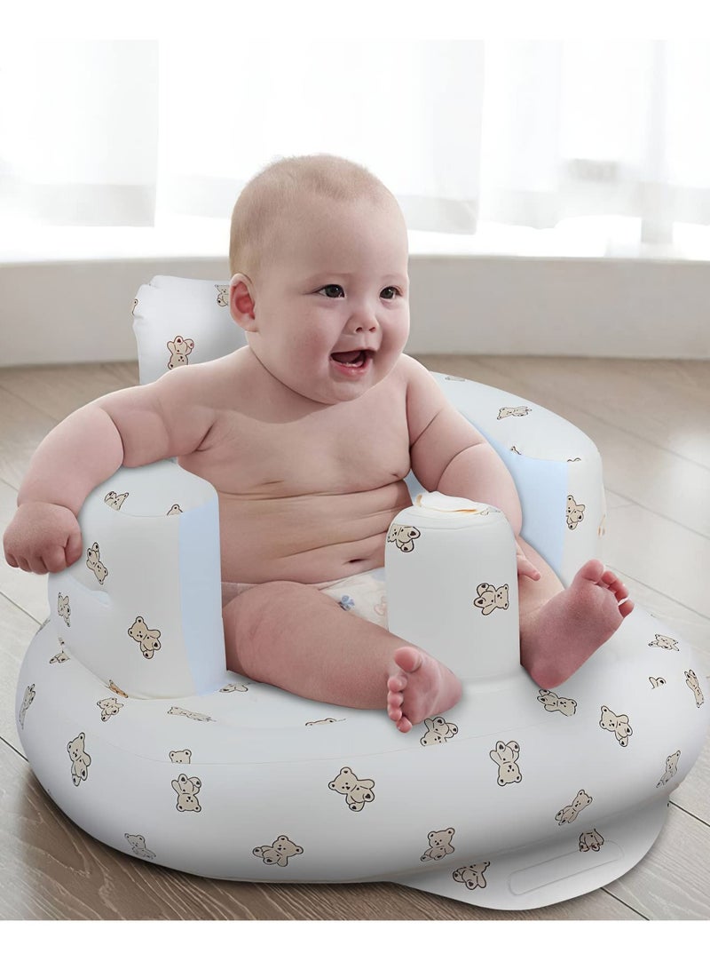 Inflatable Baby Seat for Babies 3 Months & Up, Baby Floor Seats for Sitting Up, Baby Seats for Infants, Blow Up Baby Chair with Built-in Air Pump - Bear - Image 5