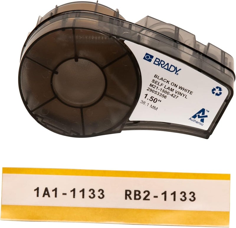 Brady Authentic (M21-1500-427) Self-Laminating Wire Wrap for Control and Electrical Panels, Datacom Cables, Black on White- For M210, M210-LAB, M211, BMP21-PLUS and BMP21-LAB Printers, 1.5" W 14' L - Image 3