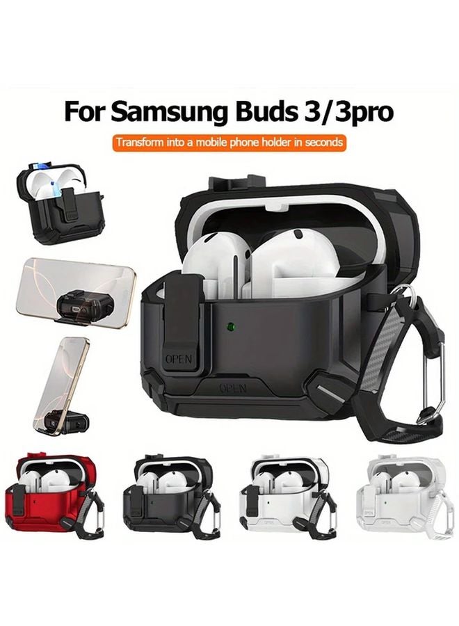 Protective Cover Case With Hook For Samsung Galaxy Buds 3 Pro Black Anti Lost - Image 4