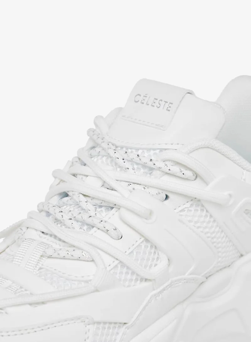 Celeste Women's Panelled Chunky Sole Sneakers with Lace-Up Closure