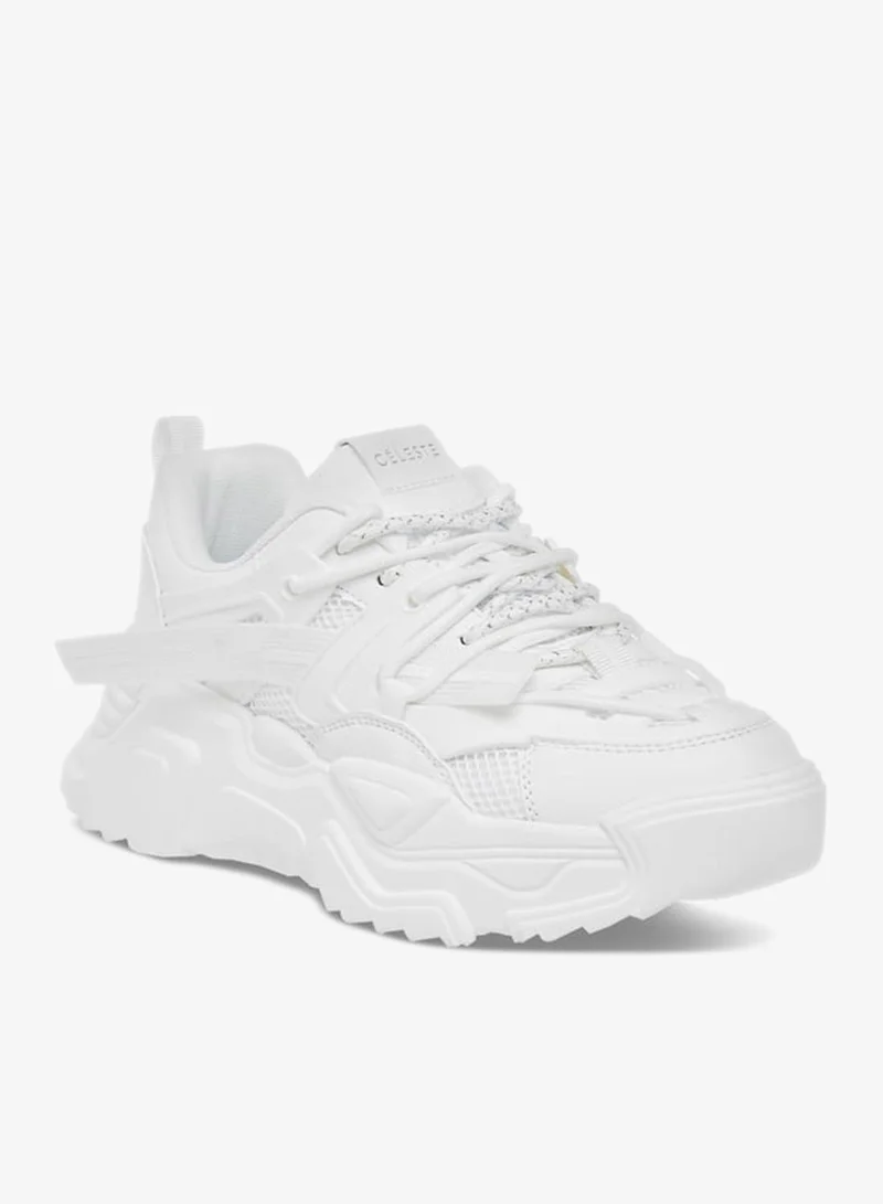 Celeste Women's Panelled Chunky Sole Sneakers with Lace-Up Closure