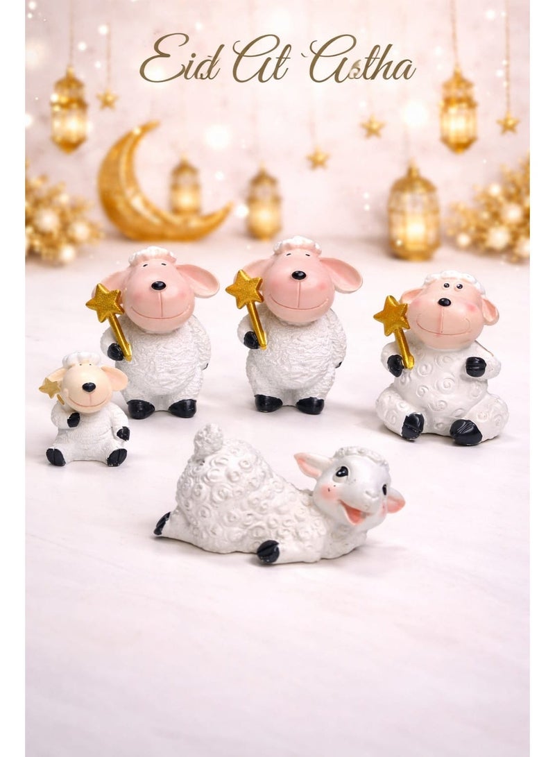 Premium Eid Al Adha Decorative Sheep Figurine Set – Luxury Resin Lamb Ornaments Collection for Home, Tabletop & Festive Islamic Décor - Image 1