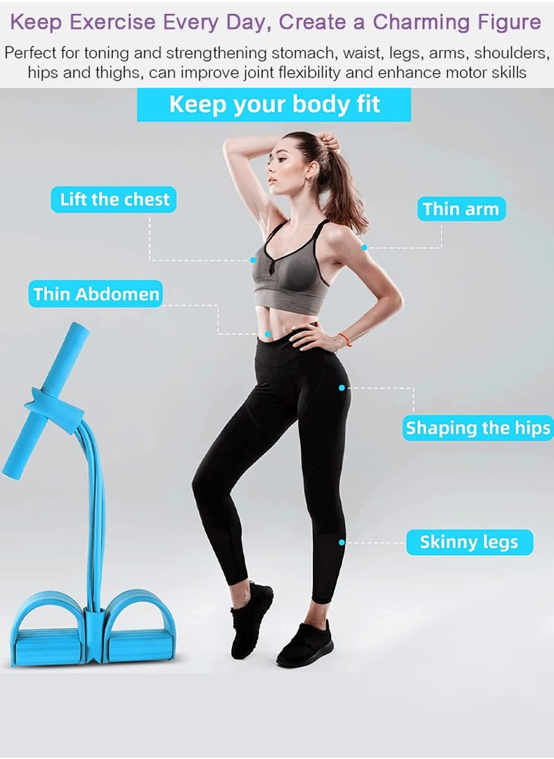 QUTOOB Elastic Pull Rope, Sit Up Training Rope, Yoga Tension Rope with Handle For Abdominal Exercise Slimming Training Streching Etc, Fitness Resistance Bands Pedal Exerciser For Fitness Training and Workout  - Image 3