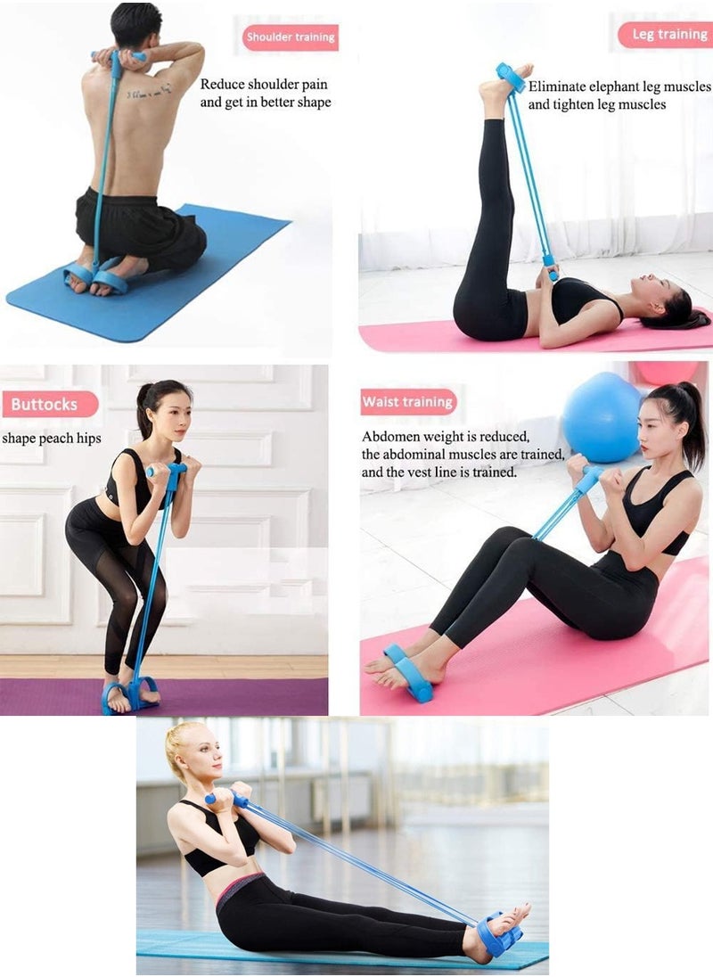 QUTOOB Elastic Pull Rope, Sit Up Training Rope, Yoga Tension Rope with Handle For Abdominal Exercise Slimming Training Streching Etc, Fitness Resistance Bands Pedal Exerciser For Fitness Training and Workout  - Image 2