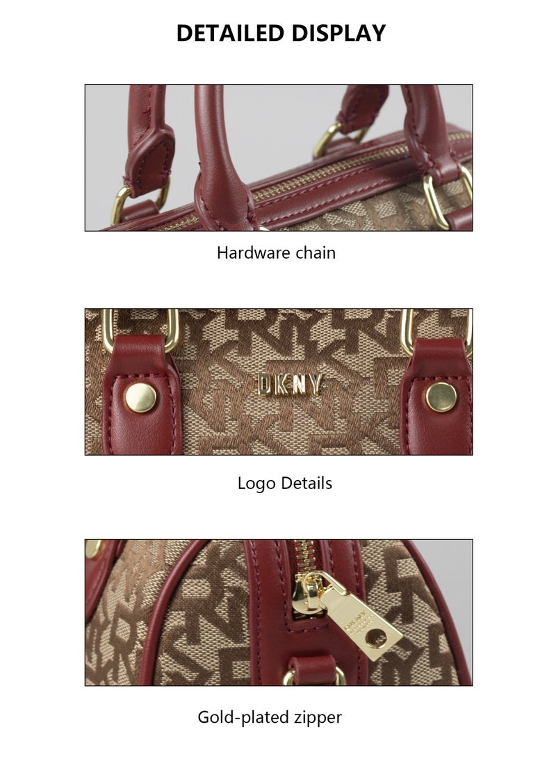 Donna Karan 2026 New Design Women Monogram Mini Boston Bag, Fashion Top Handle Pillow Handbag,  Shoulder Satchel Bag For Daily Travel - Image 5