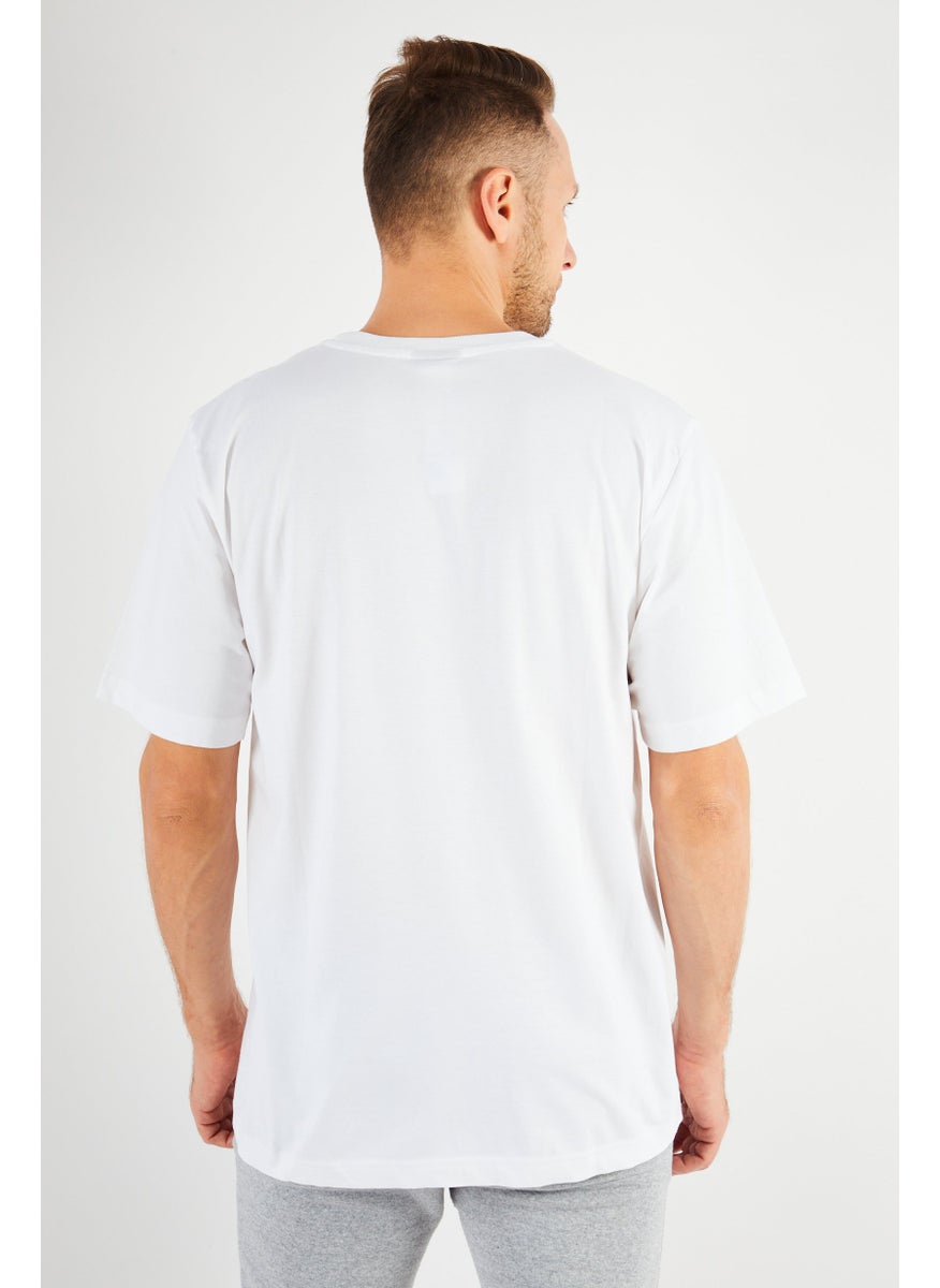 DIESEL Men Crew Neck Short Sleeve Graphic Print T shirt, White/Blue Combo  - Image 4