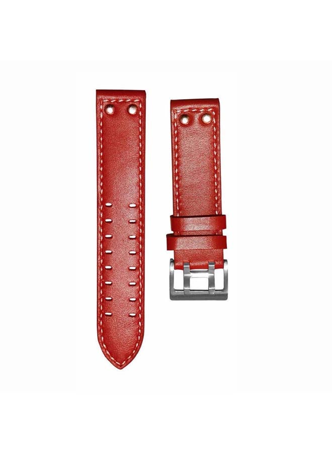 Perfii Genuine Leather Replacement Band For Huawei Watch GT2 Pro 22mm Red - Image 2
