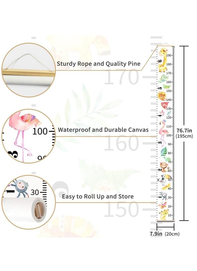 Gonice Kids Growth Chart for Wall, 200 X 20 CM Premium Canvas Removable Height Chart for Kids Height Measurement for Wall, Height Chart for Kids & Babies, Kids Height Wall Chart (Green Plants)  - Image 3