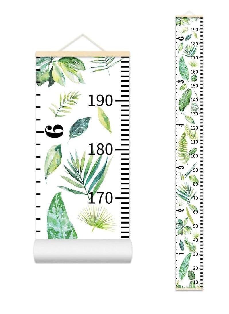 Gonice Kids Growth Chart for Wall, 200 X 20 CM Premium Canvas Removable Height Chart for Kids Height Measurement for Wall, Height Chart for Kids & Babies, Kids Height Wall Chart (Green Plants)  - Image 1