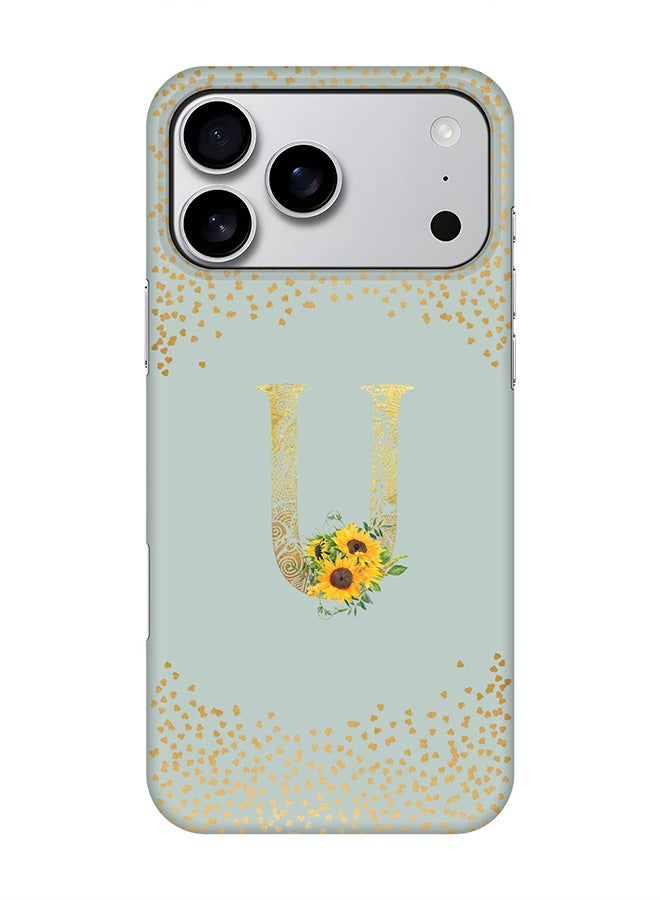 Stylizedd For iPhone 17 Pro Max,Case, [Compatible with MagSafe] Magnetic cover Slim fit Protection Matte, - Custom Floral Monogram - U  (Light Grey )