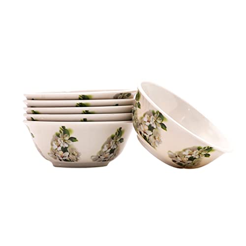 Bataniya Melamine Lilly Floral Designer Round Shape Unbreakable Snacks Bowl Set of 6 Piece, 4 inch, Capacity- 250 ML - Image 3